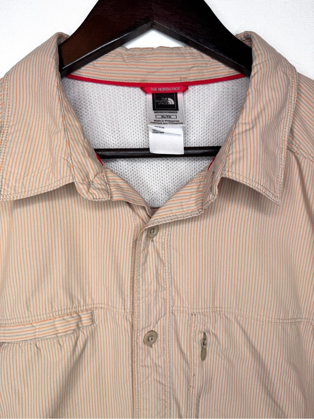 The North Face Men's XL orange Gray Striped Long Sleeve Hiking Shirt Gorpcore